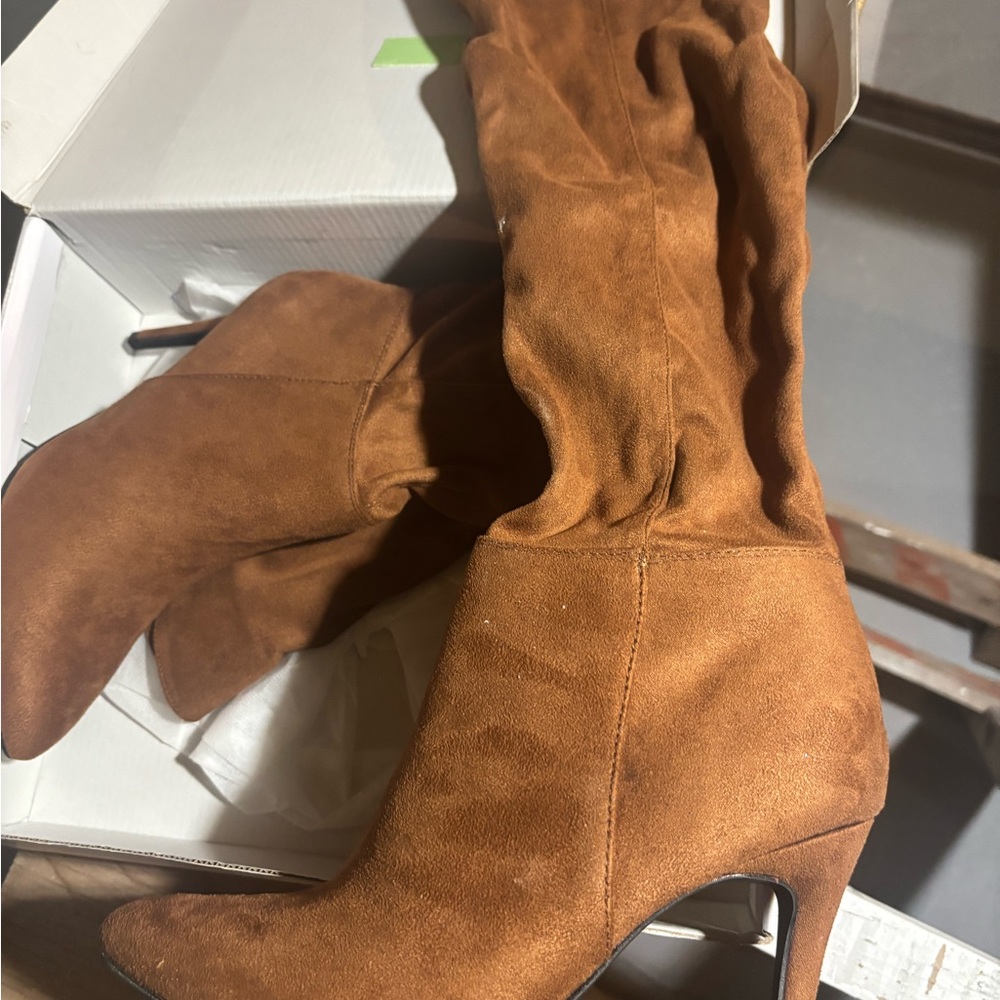 Brand new size 7 over the knee Brown faux Suede Women's Boots